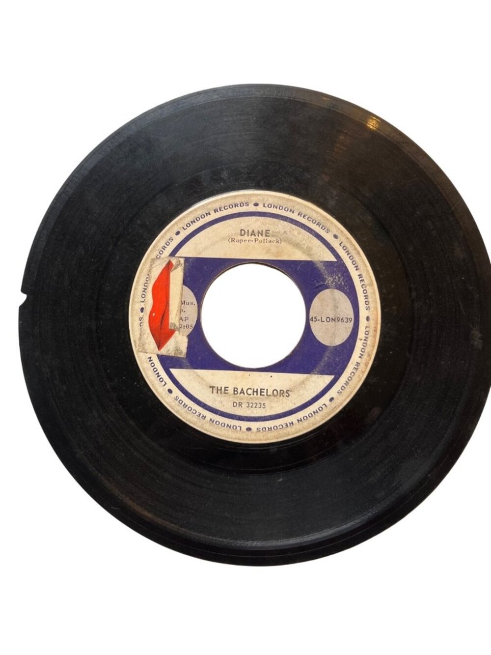 Diane / Happy Land 45 RPM Vinyl Record By The Bachelors London Records R2